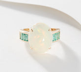 Affinity Gems Ethiopian Opal & Precious Emerald Ring, 14K Gold, Sz 6